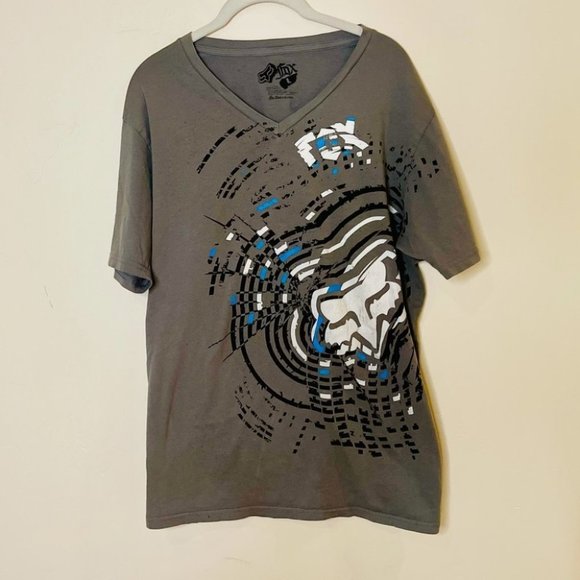 Fox Racing Vintage Graphic Tee - V Neck GRAY SZ L - EUC - Picture 3 of 9